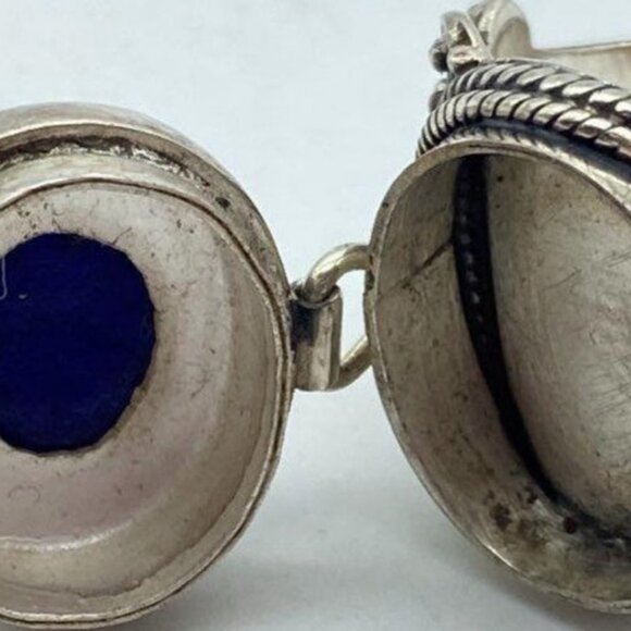 Vintage .925 Sterling Silver Lapis Poison Pill Ring – Size 6.75, 11.60g. - Picture 4 of 6
